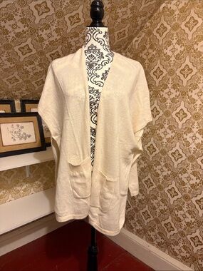 Nordstrom Cream Open-Front Draped  Cashmere Cardigan with Pockets